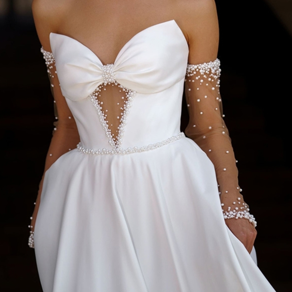 White Strapless Sweetheart Bridal Gown